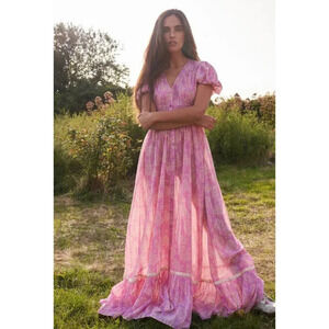 LoveShackFancy Briony Pink Floral Maxi Dress $495